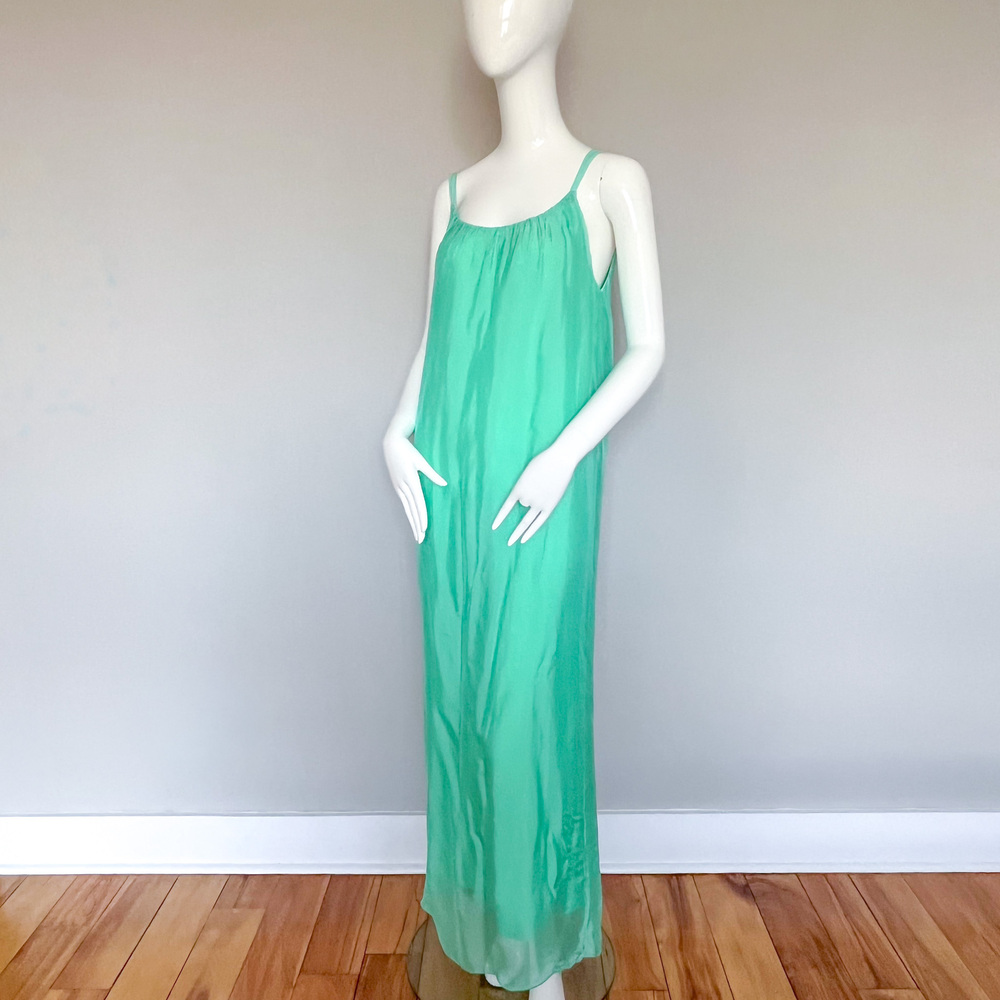 NEW Rosemarine Italy Maxi Dress Min Green Viscose Silk Summer  Size S